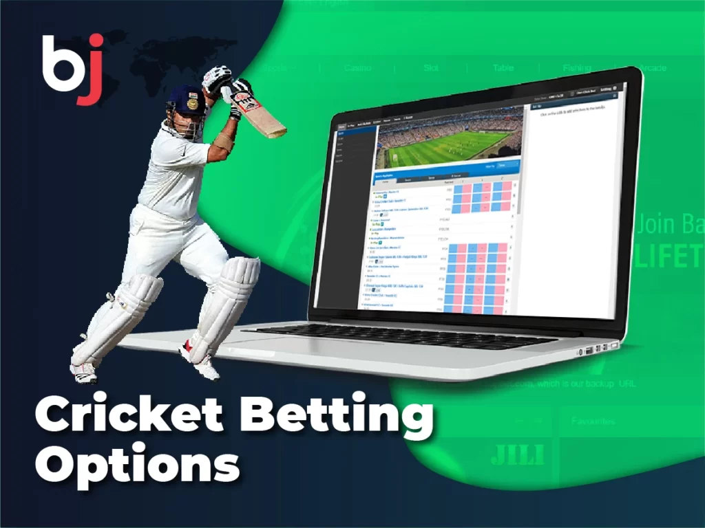 Cricket betting options, live betting and pre match games betting on most famous tournaments at Baji Live