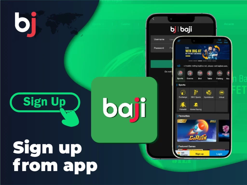Alternative way to sign up at Baji live through the mobile application and not from the website